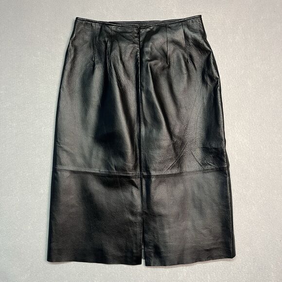 Vintage CLIO 100% Leather Pencil Skirt Size 8 |‎ 90s Minimalism Capsule Wardrobe - Picture 4 of 10